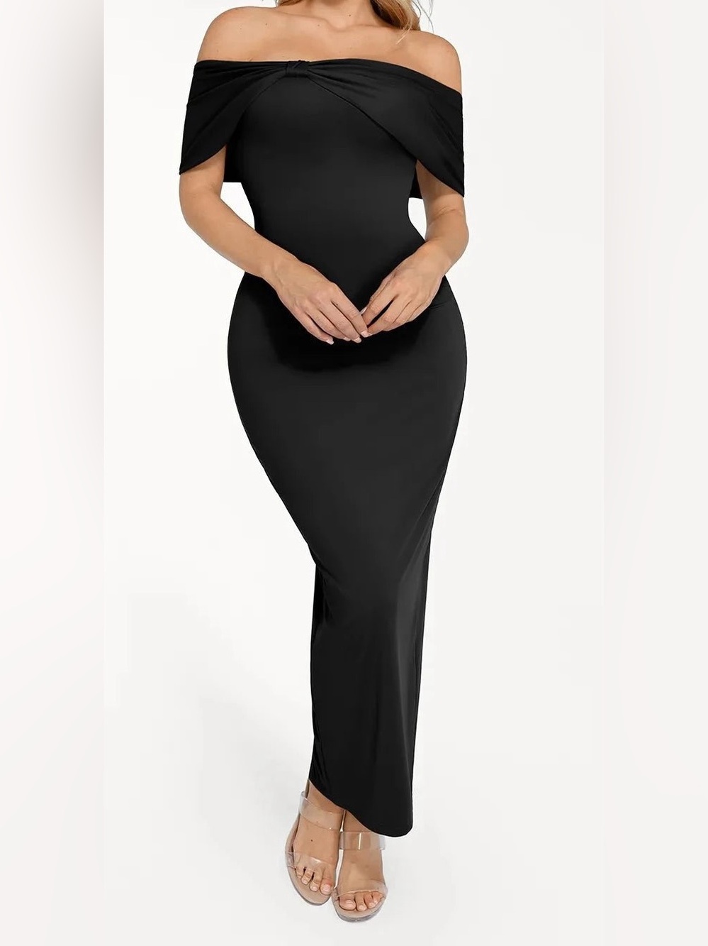 Women Popilush Built-In
Shapewear Off-the-Shoulder
Slim Column Maxi Dress